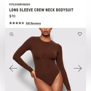 Skims Fits Everybody Long Sleeve Bodysuit